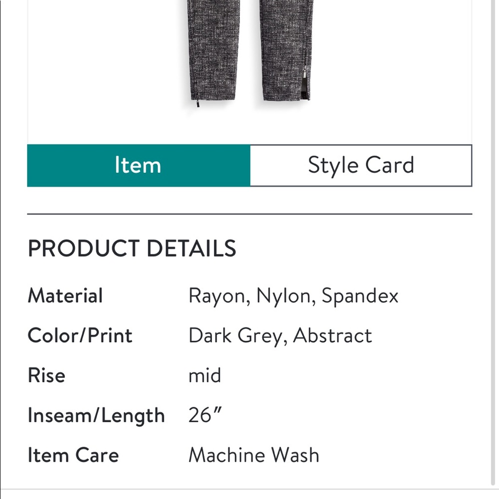 Liverpool leggings with side zipper detail.